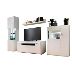 Primo Wohnwand Ramon - weiß - Materialmix - 300 cm - 208 cm - cm 51,0 | Möbel Kraft