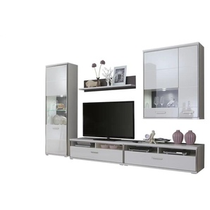 Primo Wohnwand Setto - weiß - Materialmix - 312 cm - 201 cm - cm 41,0 | Möbel Kraft