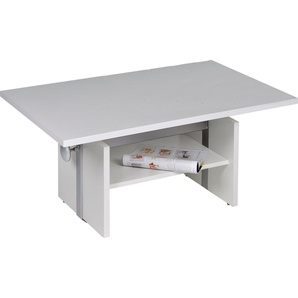 Couchtisch PRO LINE Avant Tische Gr. B/H/T: 107 cm x 46 cm x 67 cm, Praktischer Ablageboden, höhenverstellbar, weiß (weiß, silber,, alufarbig) Couchtisch Eckige Couchtische Höhenverstellbare Holz-Couchtische Tisch mit Funktion, höhenverstellbar Lift,