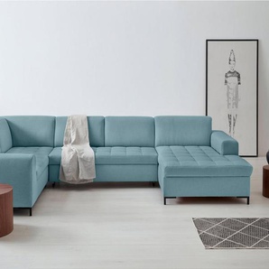 products Wohnlandschaft Grazzo U-Form, hochwertige Stoffe aus recyceltem Material, Steppung im Sitzbereich