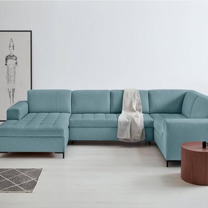 products Wohnlandschaft Grazzo U-Form, hochwertige Stoffe aus recyceltem Material, Steppung im Sitzbereich