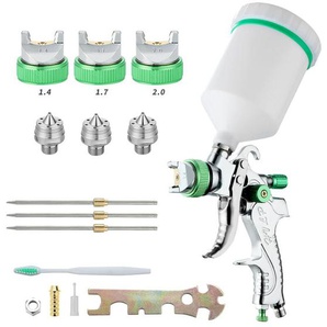 Professionelle Hochdruck-Farbspritzpistole, Luftspritzpistolen-Set, pneumatische Schwerkraft-Lackierpistole hvlp 600 cc, 1,4 mm/1,7 mm/2,0 mm, 3