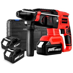 Onevan - Professioneller Bohrhammer 2000W 26mm Bürstenloser Akku-Bohrhammer mit 4 Funktionen - Mit 2 Akkus und 1 Ladegerät