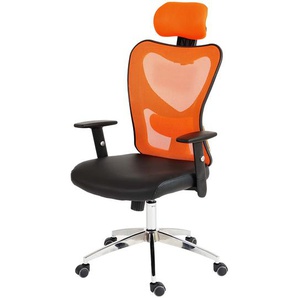 Profi-Bürostuhl Atlanta, Chefsessel Drehstuhl Schreibtischstuhl, Kunstleder ~ orange