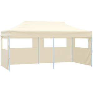 Profi-Partyzelt Faltbar mit 4 Seitenwänden 3×6m Stahl Creme