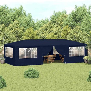 Profi-Partyzelt mit Seitenwänden 4×9 m Blau 90 g/m²