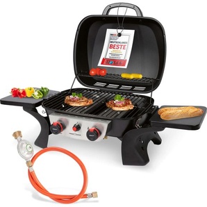 ProfiCook Gasgrill mit 2 Edelstahlbrennern, Tischgrill inkl. Gasdruckminderer und Gasschlauch, mit Temperaturanzeige - PC GG 1261 501261