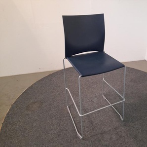 Profim Hocker, Kunststoff blau, silbergrau Metall, gebraucht