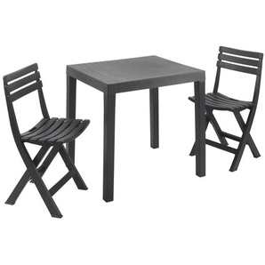 Progarden Balkonset Club 3-teilig wetterfest polypropylen anthrazit GLO691102024