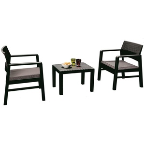Progarden Balkonset Kraka 3-teilig wetterfest polypropylen anthrazit inkl. Kissen GLO691201033