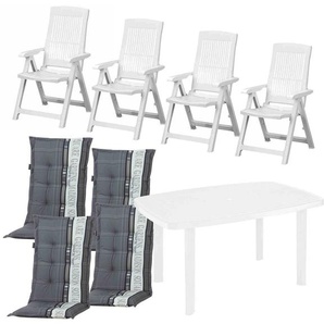 Progarden Garten-Essgruppe Tampa / Faro, (Set, 9-tlg), bestehend aus 4 Sessel, 4 Auflagen und 1 Tisch
