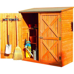 Garten-Geräteschrank PROMADINO Pforzheim Gerätehäuser braun (honigbraun) Geräteschränke Schränke