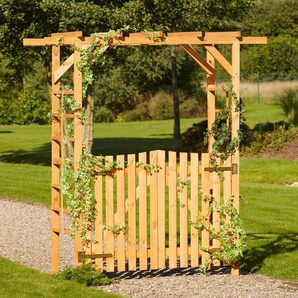 Rosenbogen PROMADINO Pergola Anke Rankhilfen Gr. B/H/T: 200 cm x 210 cm x 60 cm, braun (honigbraun) Zubehör BxTxH: 200x60x210 cm, mit Türen