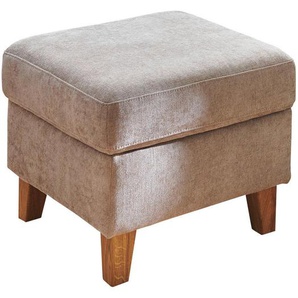 Pure Home Comfort Hocker , Taupe , Textil , Eiche , quadratisch , 56x46x56 cm , Fußauswahl, Lederauswahl, Stoffauswahl , Wohnzimmer, Hocker, Sitzhocker