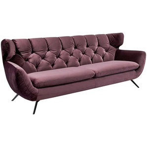 Pure Home Lifestyle Chesterfield-Sofa, Lila, Textil, 2,5-Sitzer, 200x94x95 cm, Goldenes M, Dgm, Fußauswahl, Hocker erhältlich, Wohnzimmer, Sofas & Couches, Sofas, Chesterfield Sofas