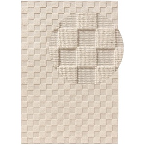 Pure Kurzflor Teppich Jasper Cream 120x170 cm - Moderner Teppich für Wohnzimmer