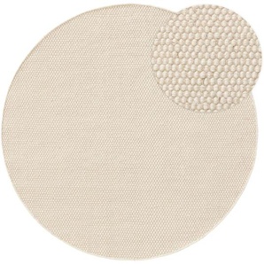Pure Wollteppich Rocco Weiß ø 100 cm rund - Naturfaserteppich aus Wolle