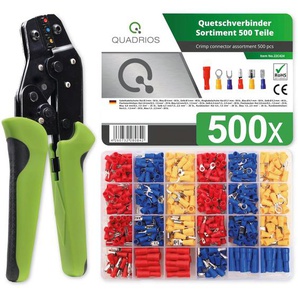 QUADRIOS Multifunktions-Crimpzange für isolierte Kabelschuhe mit Quetschverbinder-Set 22T029