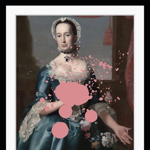 queence Bild Clara, Frau, Farbklecks, Mittelalter, gerahmt, Kleid, Frau