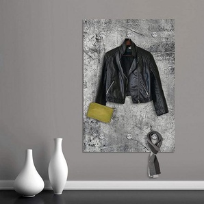 queence Garderobenleiste Brushed Grey, Wand Garderobe, wischtechnik, Beton Optik, grau, platzsparend, modern