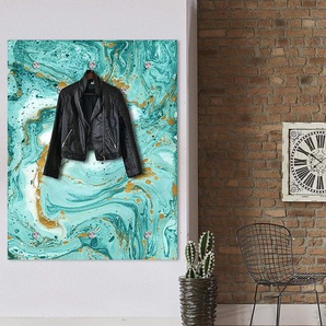 queence Garderobenleiste Hardy, Wand Garderobe, Marmor Optik, Gold, Glitzer, platzsparend