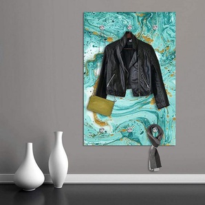 queence Garderobenleiste Hardy, Wand Garderobe, Marmor Optik, Gold, Glitzer, platzsparend