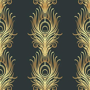 QUEENCE Vinyltapete Tapeten Gr. B/L: 0,9 m x 2,5 m, Rollen: 1 St., grau (grau, gold) Türtapeten