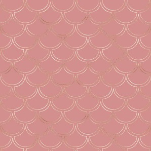 QUEENCE Vinyltapete Tapeten Gr. B/L: 0,9 m x 2,5 m, Rollen: 1 St., rosa (rosa, gold) Türtapeten