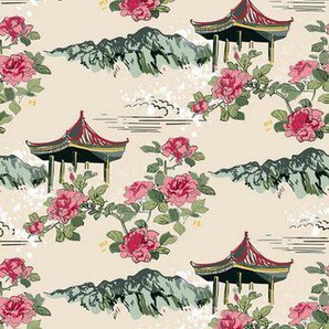 queence Vinyltapete Esila, glatt, Motiv, bedruckt, botanisch, floral, gemustert, natürlich, 90x250cm, selbstklebend, kinderleichte Anbringung, Sticker