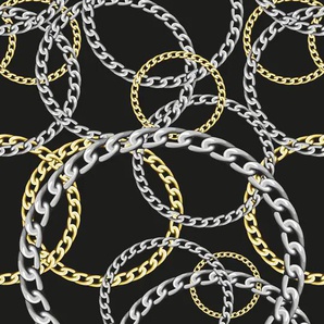 QUEENCE Vinyltapete Fashion Chains Tapeten 90 x 250 cm, selbstklebend Gr. B/L: 0,9 m x 2,5 m, grau (grau, goldfarben) Vinyltapeten
