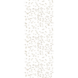QUEENCE Vinyltapete Ithai Tapeten 90 x 250 cm, selbstklebend Gr. B/L: 0,9 m x 2,5 m, goldfarben (goldfarben, weiß) Vinyltapeten
