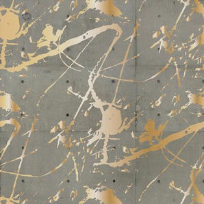 QUEENCE Vinyltapete Mason Tapeten 90 x 250 cm, selbstklebend Gr. B/L: 0,9 m x 2,5 m, goldfarben Vinyltapeten