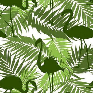 queence Vinyltapete Tropische Blätter-Flamingo-Grün, 90 x 250 cm, selbstklebend