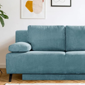 Querschläfer George, Cord blau, Liegefläche 140 x 194 cm