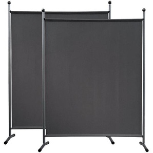 Quick-star - 2 Stück Paravent 150 x 190 cm Stoff Raumteiler Groß Stellwand Trennwand Balkon Sichtschutz Grau