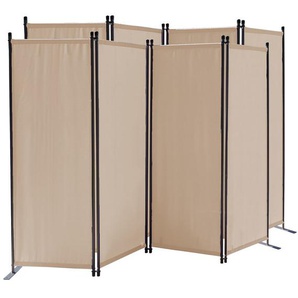 Quick-star - 2 Stück Paravent 4 Teilig 165 x 220 cm Stoff Raumteiler Trennwand Balkon Sichtschutz Stellwand Faltbar Sand