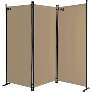 Quick-star - Paravent 3 Teilig 170 x 165 cm Stoff Raumteiler Trennwand Balkon Sichtschutz Stellwand Faltbar Sand