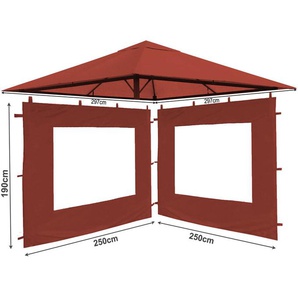 Quick-star - Set Ersatzdach und 2 Seitenteile für Garten Pavillon 3x3m Rotorange ral 2001 Antik Pavillondach Ersatzbezug Seitenwand
