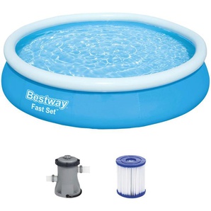 Quick-Up Pool BESTWAY Fast Set™ Schwimmbecken Gr. Ø/B/H/L: 366 cm x Breite Höhe 76 cm x Länge, 5377 l, blau Quick-Up-Pools