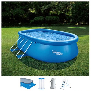 Quick-Up Pool SUMMERWAVES Schwimmbecken Gr. B/H/L: Breite 305 cm x Höhe 107 cm x Länge 457 cm, 8669 l, blau Ovalpools