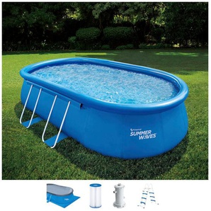 Quick-Up Pool SUMMERWAVES Schwimmbecken Gr. B/H/L: Breite 305 cm x Höhe 107 cm x Länge 549 cm, 10978 l, blau Ovalpools
