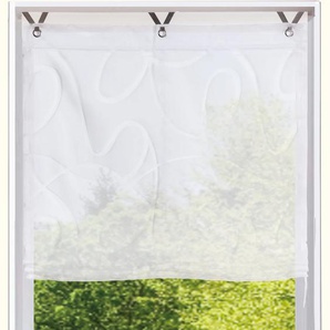 Raffrollo BRUNO BANANI TILO Raffrollos Gr. 130 cm, Klettband, 100 cm, weiß Raffrollos halbtransparent transparent, Ausbrenner, gewebt, verschiedene Größen