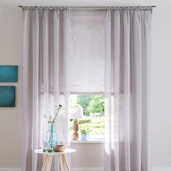 Raffrollo 'Bente' Weiß 80x140cm - Halbtransparent Mit Ziernaht, Montage Ohne Bohren