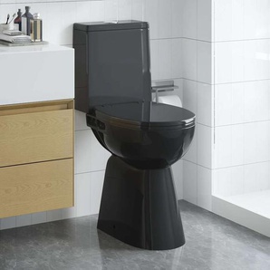 Randloses WC 7 cm Extra Höhe Soft-Close Keramik Schwarz