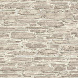 RASCH Vinyltapete Tapetenwechsel Tapeten Gr. B/L: 0,53 m x 10,05 m, Rollen: 1 St., beige (creme) Steintapeten