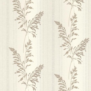RASCH Vliestapete Tapetenwechsel II Tapeten mit Pflanzen auf textiler Struktur Gr. B/L: 0,53 m x 10,05 m, Rollen: 1 St., grau (taupe) Vliestapeten
