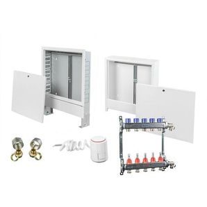 Ratiodämm - Fußbodenheizung Edelstahl Heizkreisverteiler Verteilerschrank Stellantrieb set Aufputz ap 2 16x2 mm mit Stellantrieb 230V