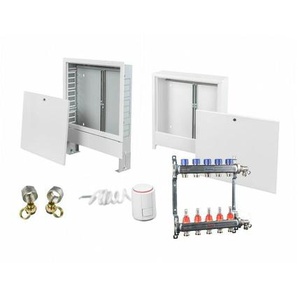 Ratiodämm - Fußbodenheizung Edelstahl Heizkreisverteiler Verteilerschrank Stellantrieb set Aufputz ap 3 16x2 mm mit Stellantrieb 230V