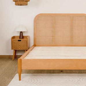 Rattanbett Bali 140 x 190 (cm) / Kopfteil mit Geflecht