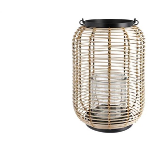 Rattanlaterne - braun - Rattan, Metall, Glas - 27,94 cm - [13.97] | Möbel Kraft